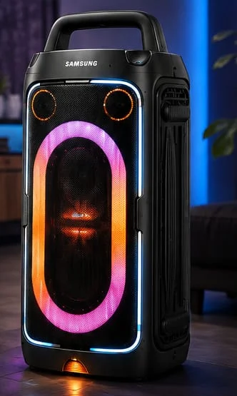 Samsung MX-ST40F/XL sound tower party speaker with ring lighting and carry handle